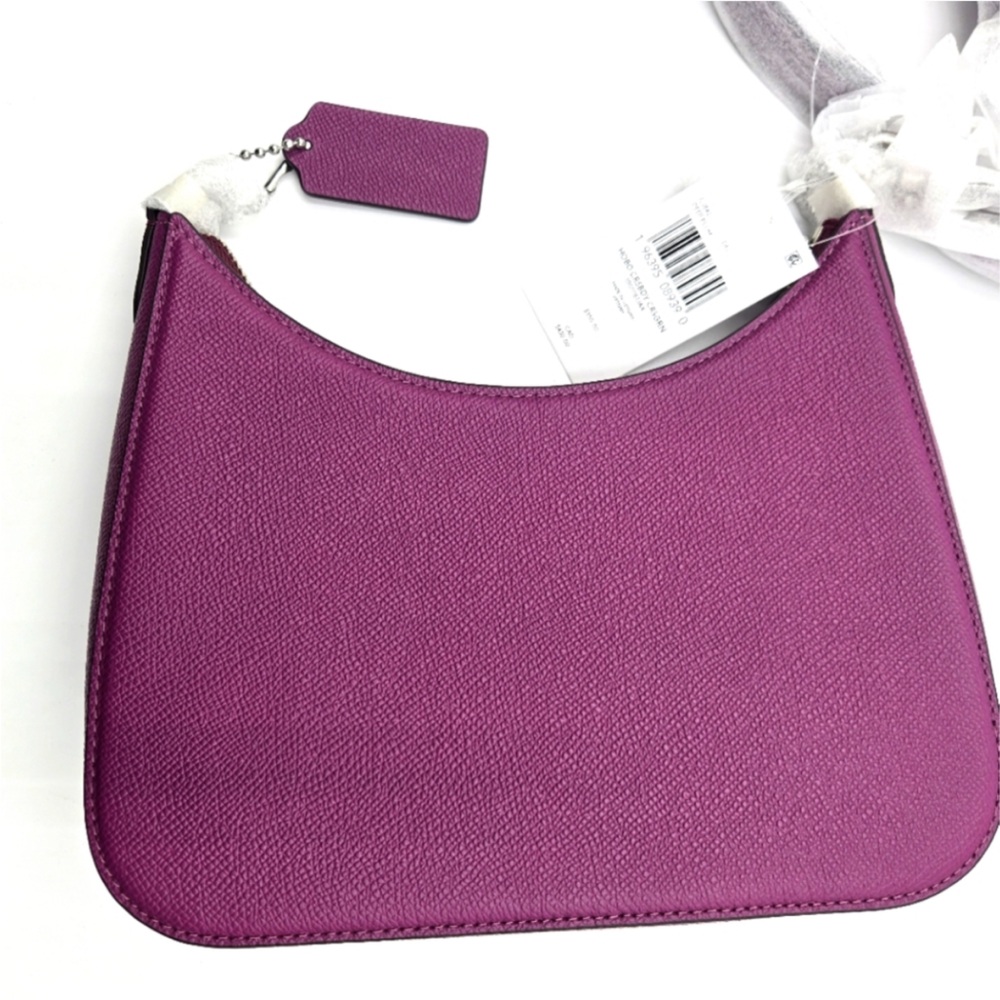 Coach Hobo Crossgrain Leather Crossbody in Deep Plum - Picture 3 of 10